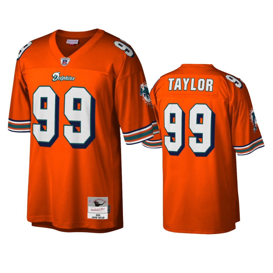 Miami Dolphins Jason Taylor Orange Legacy Replica Jersey - Nyjerseys.store