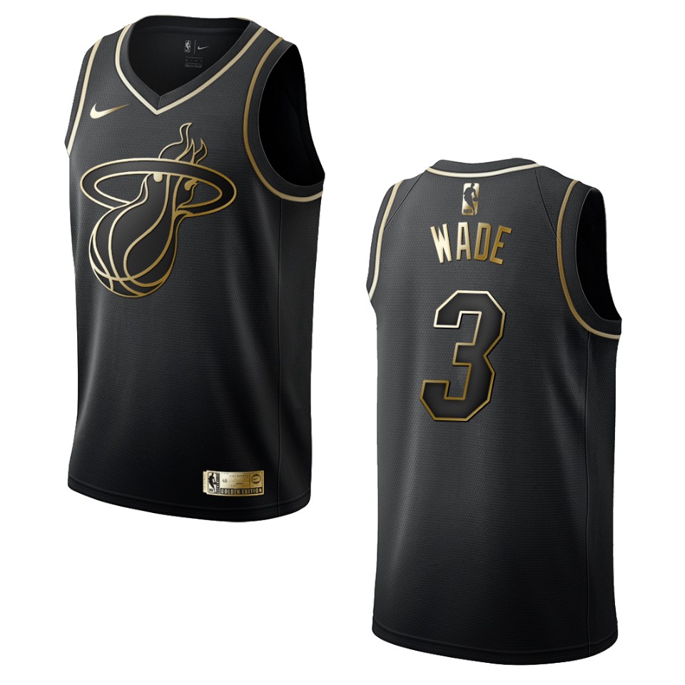 Men’s Miami Heat #3 Dwyane Wade Golden Edition Jersey – Black ...