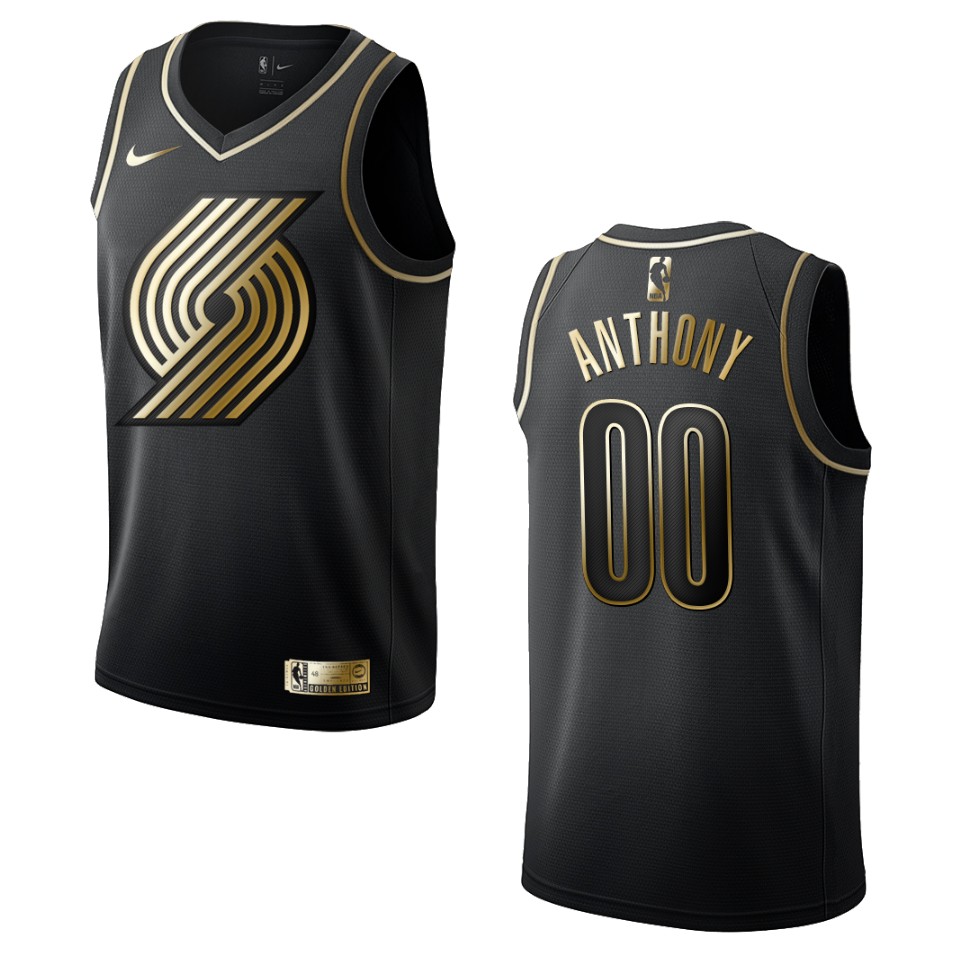 Men’s Portland Trail Blazers 00 Carmelo Anthony Golden Edition Jersey
