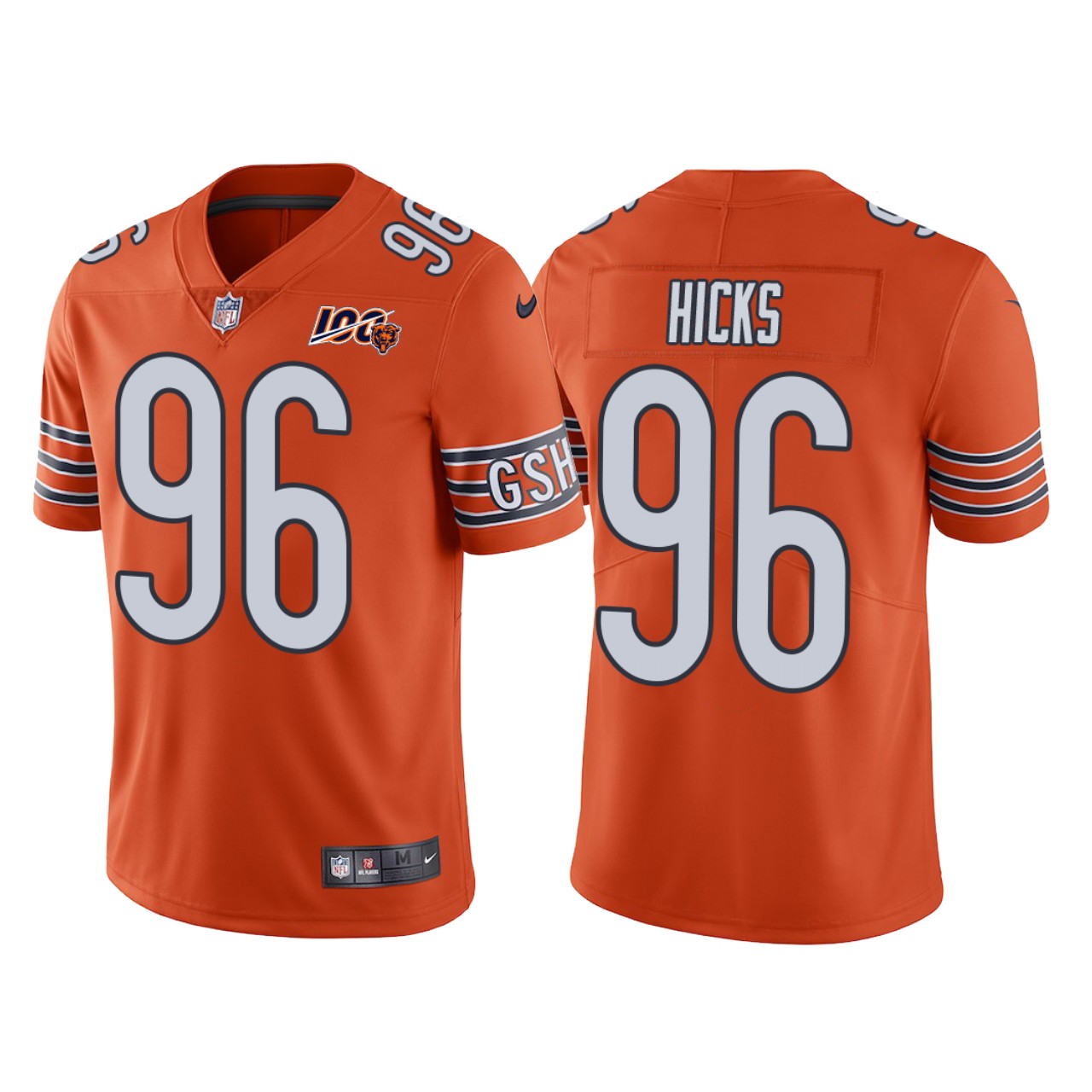 Men Chicago Bears 100th Anniversary Akiem Hicks Orange Vapor Limited ...