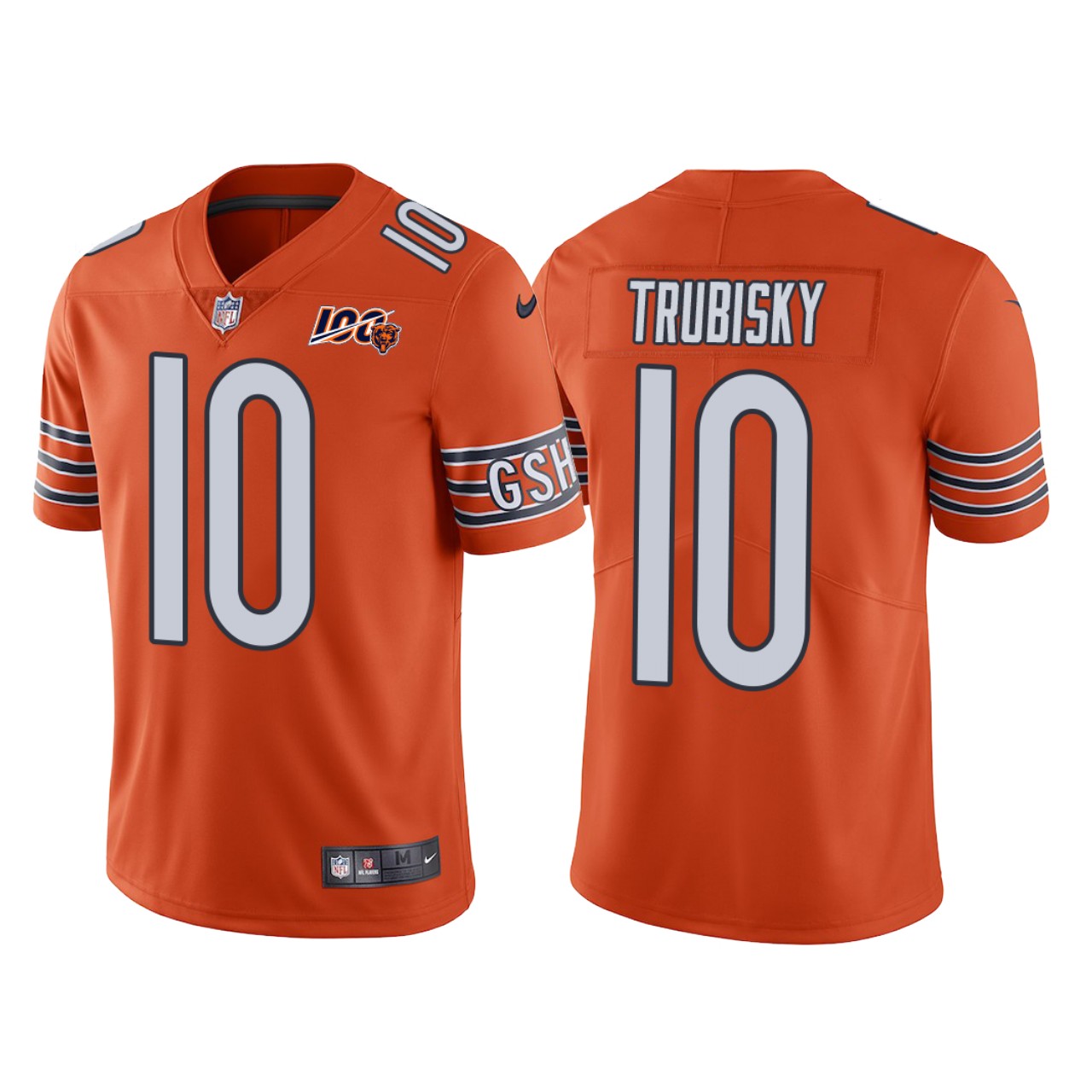 Men Chicago Bears 100th Anniversary Mitchell Trubisky Orange Vapor ...