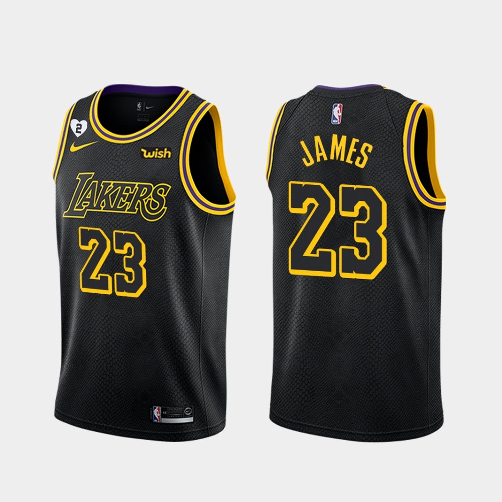 Men’s Lakers #23 LeBron James Black Mamba Love Gianna Jersey