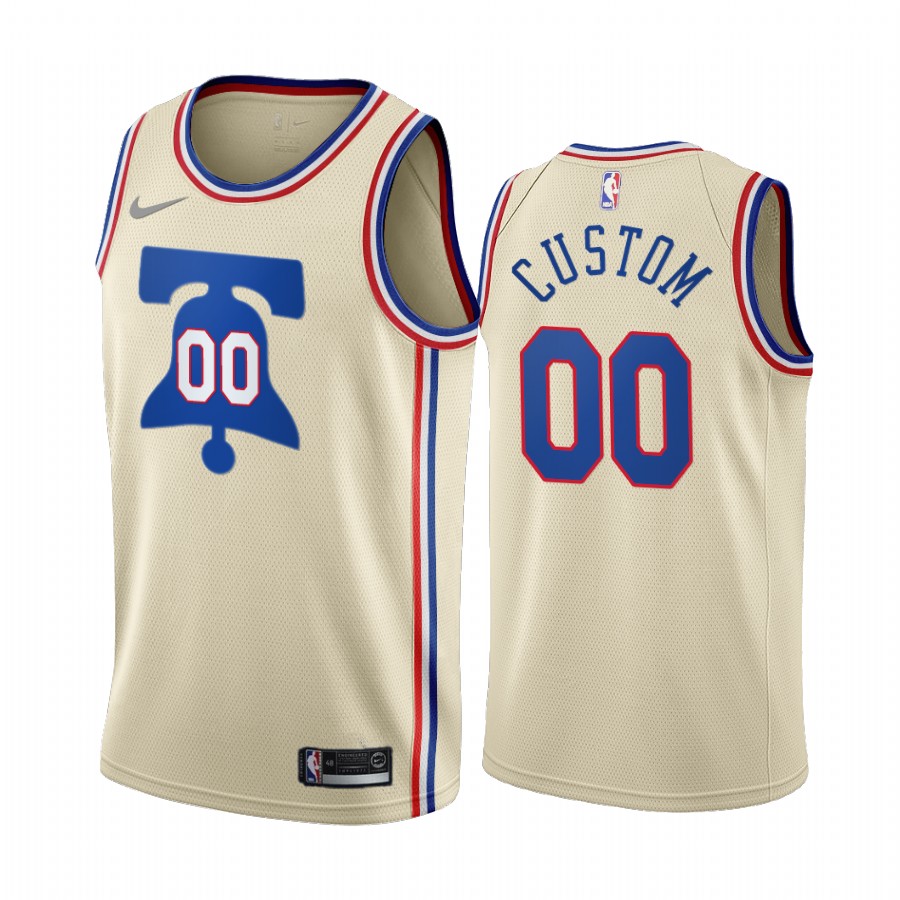 202021 Philadelphia 76ers Custom Earned Edition Cream 00 Jersey