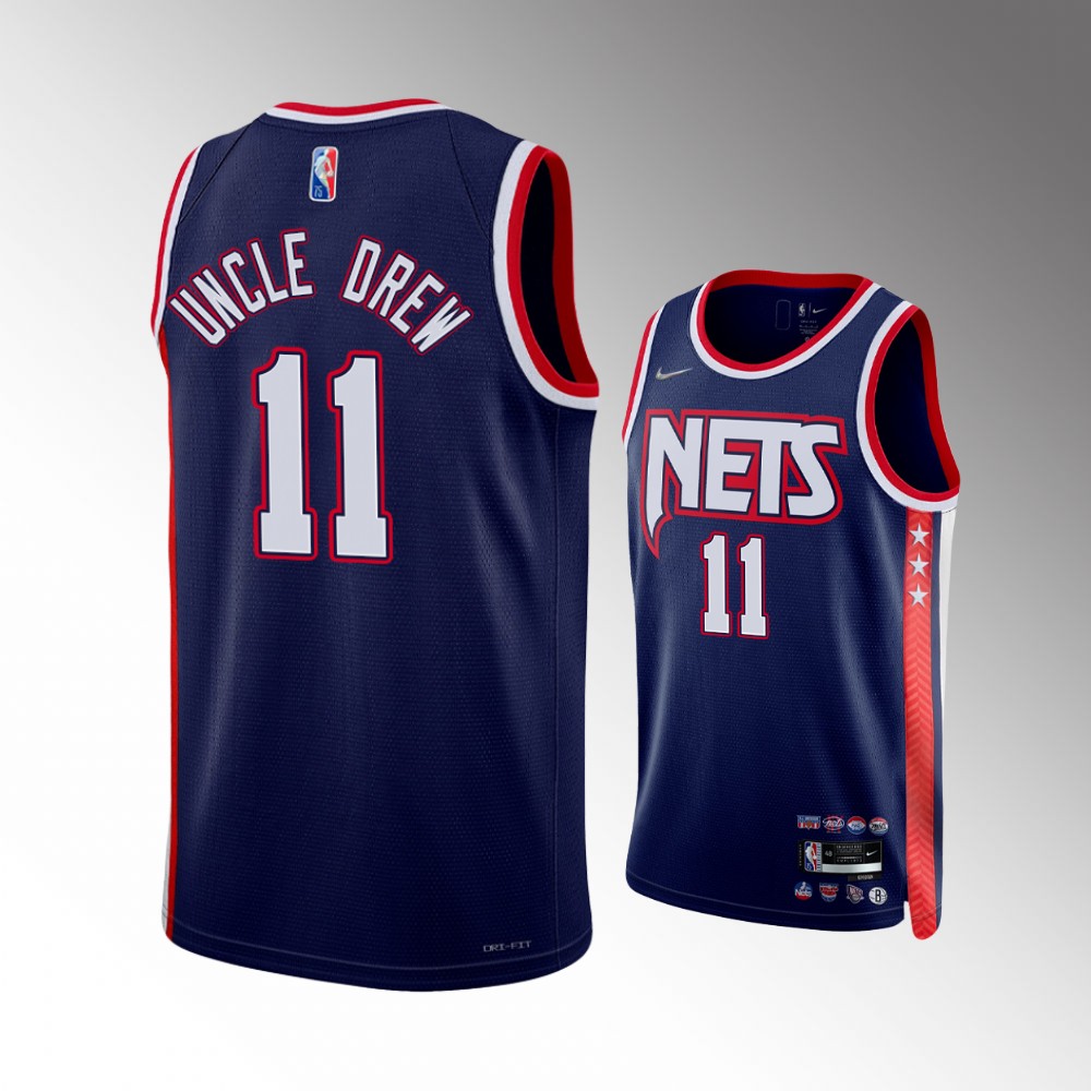 Nets #11 Kyrie Irving Blue 2022 Uncle Drew Nickname Diamond Edition ...